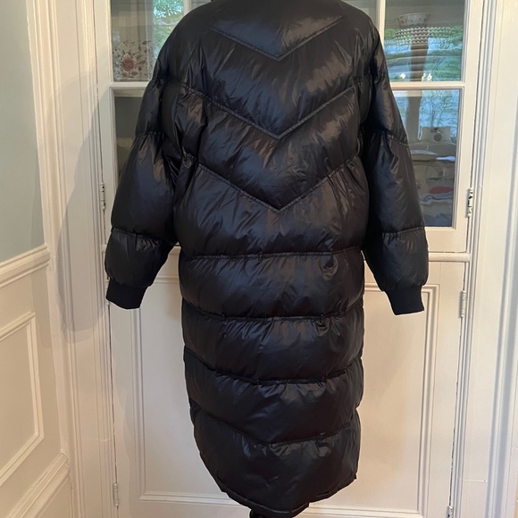 7 Seven For All Mankind Down Black Coat, Medium, Long, Hood, Super Warm! - Picture 8 of 13